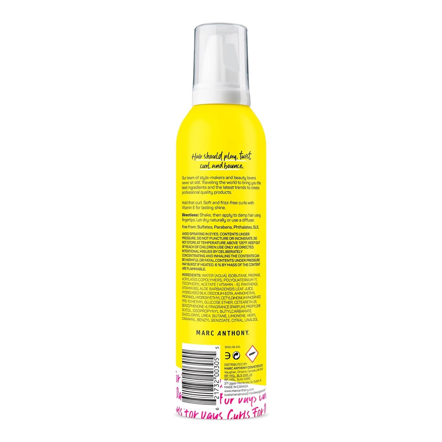 Marc Anthony Curl Enhancing Styling Foam, Extra Hold, Strictly Curls - Vitamin E & Silk Proteins Transforms Frizzy Hair to Full, Shiny, Defined Curls - Sulfate-Free Anti-Frizz Styling Mousse Product