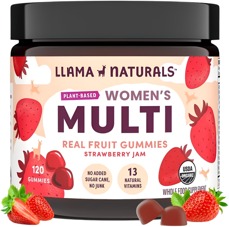 LLAMA NATURALS Women’s Multivitamin Gummies – Organic, Sugar-Free & Vegan – 60 Ct
