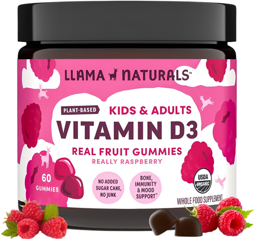 LLAMA NATURALS Vitamin D3 Gummies for Kids & Adults – Vegan, No Sugar – 60 Ct