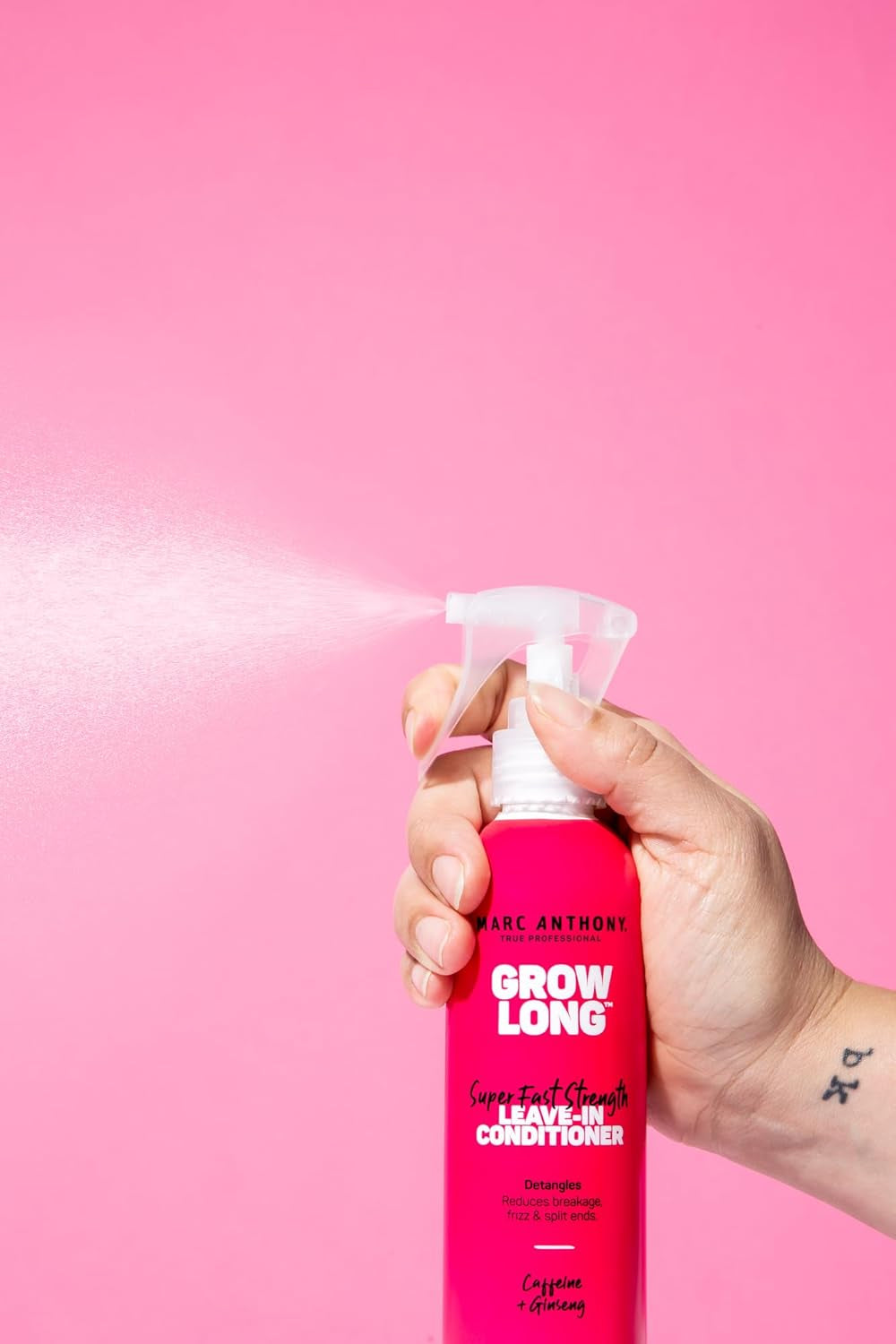 Marc Anthony Leave-In Conditioner Spray & Detangler, Grow Long Biotin - Anti-Frizz Deep Conditioner for Split Ends & Breakage - Vitamin E, Caffeine & Ginseng for Curly, Dry & Damaged Hair