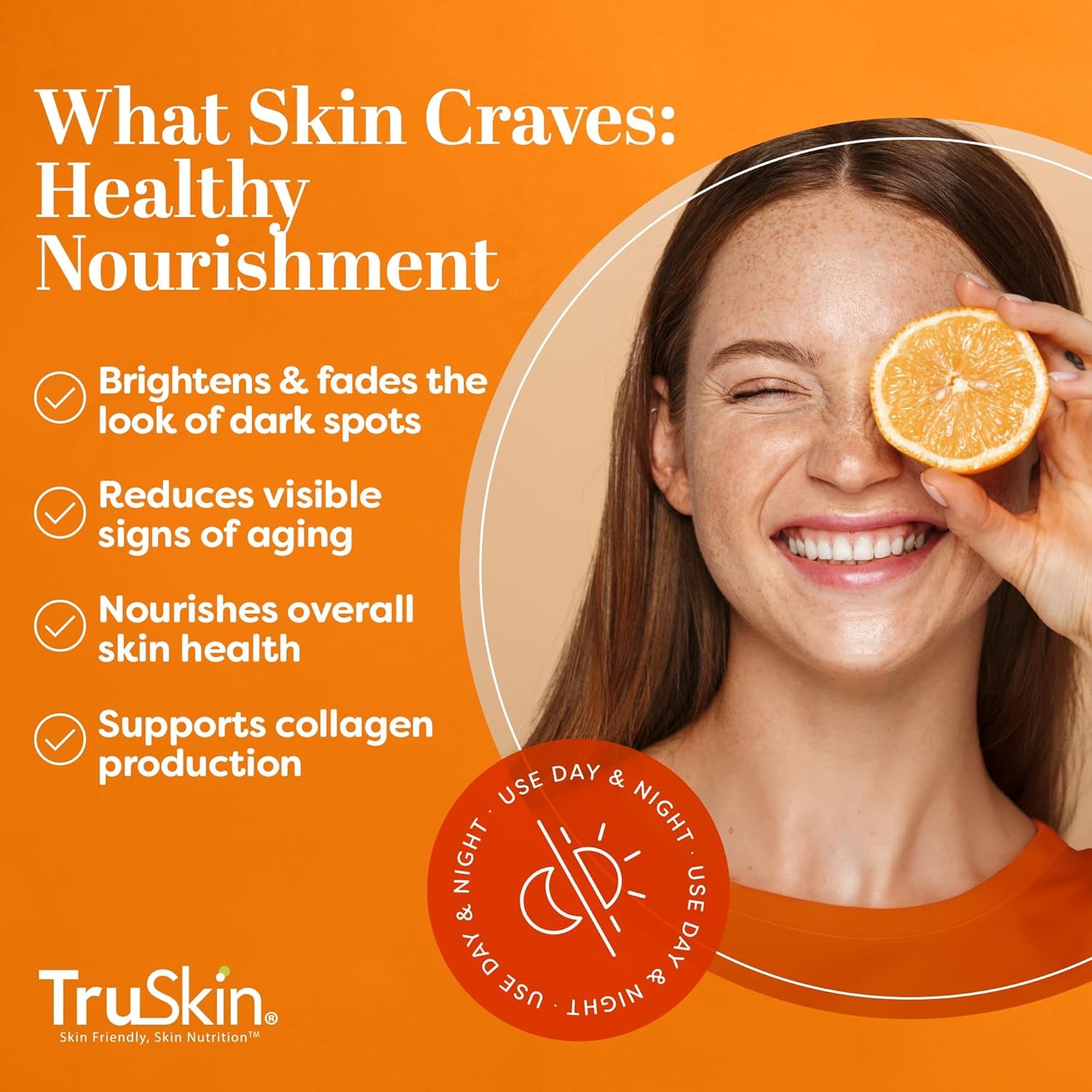 Truskin Vitamin C Serum for Face – anti Aging Formula with Vitamin C, Hyaluronic Acid, Vitamin E – Brightening Serum – Improve Appearance of Dark Spots, Tone, Fine Lines & Wrinkles, 1 Fl Oz