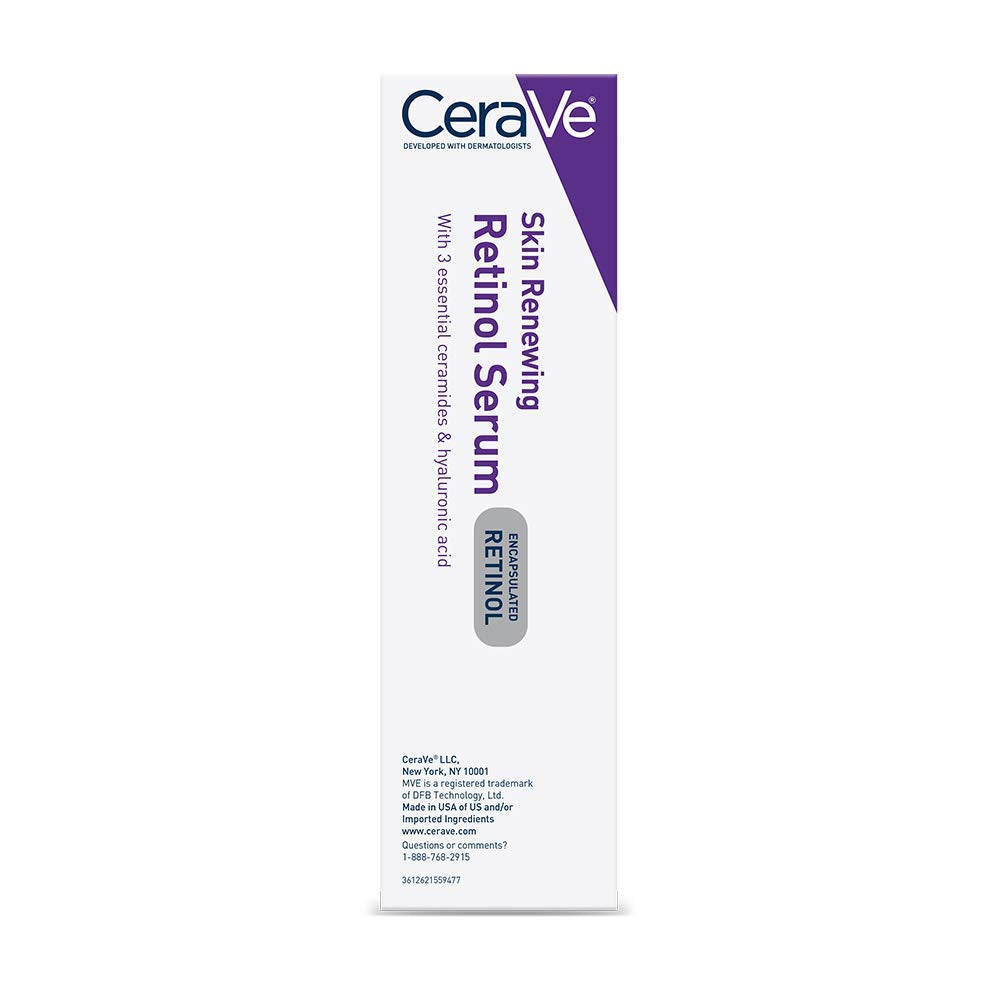Cerave anti Aging Retinol Serum for Face, Encapsulated Retinol with Hyaluronic Acid, Niacinamide & Ceramides, Smooths Wrinkles & Fine Lines, Gentle Skin Brightening Serum, Fragrance Free, 1 Oz
