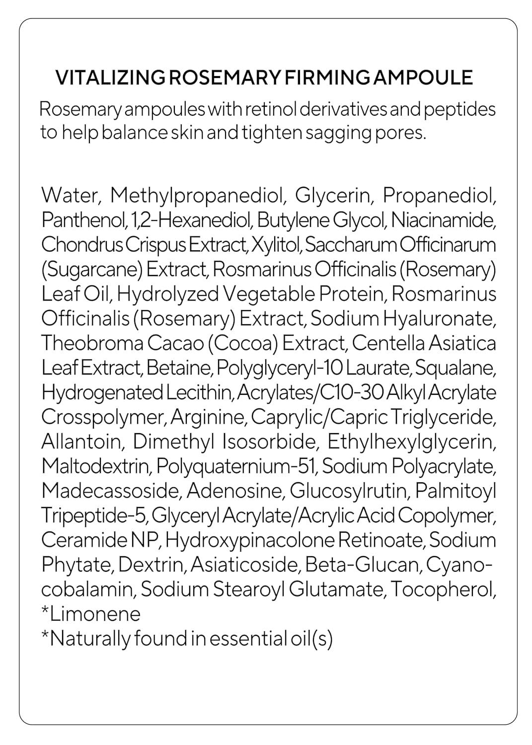 Aromatica Vitalizing Rosemary Firming Ampoule Serum 30Ml - Skin Revitalizing Retinol Serum for Face, Moisturizing & Strengthening Skin Barrier