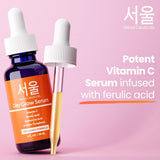 Seoulceuticals Korean Skin Care 20% Vitamin C Hyaluronic Acid Serum + CE Ferulic Acid - Potent anti Aging, anti Wrinkle Korean Beauty 1Oz