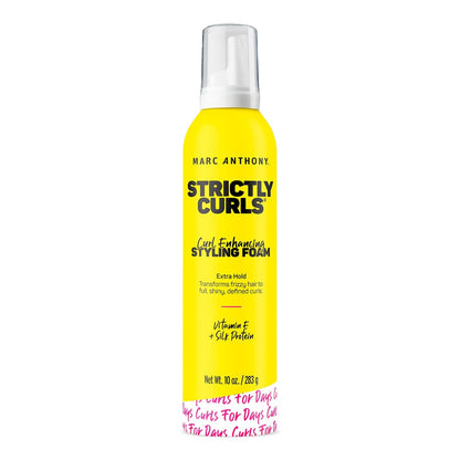 Marc Anthony Curl Enhancing Styling Foam, Extra Hold, Strictly Curls - Vitamin E & Silk Proteins Transforms Frizzy Hair to Full, Shiny, Defined Curls - Sulfate-Free Anti-Frizz Styling Mousse Product