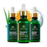 Tree of Life Beauty Facial Skin Care Set, Brightening, Firming, Hydrating, Dry Face, Dermatologist Tested - Trio Power Kit, Vitamin C, Retinol and Hyaluronic Acid, 3 Count of 1 Fl Oz