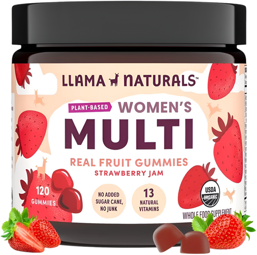 LLAMA NATURALS Women’s Multivitamin Gummies – Organic, Sugar-Free & Vegan – 60 Ct