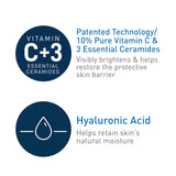 Cerave Vitamin C Serum with Hyaluronic Acid, Skin Brightening Serum for Face with 10% Pure Vitamin C, Fragrance Free, 1 Fl. Oz